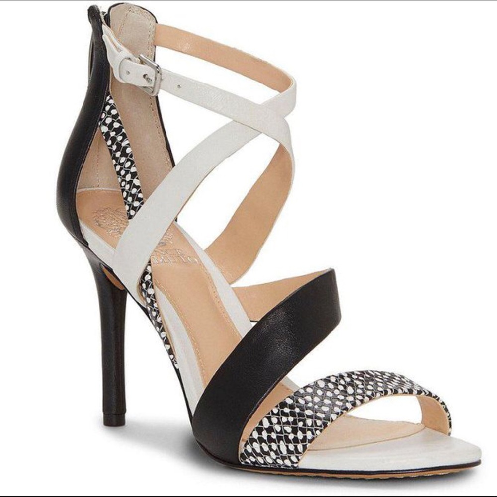 Vince Camuto Black and White Strappy Heels